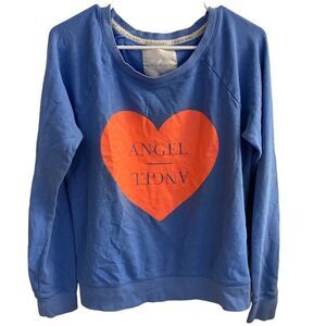 Victoria Secret Blue Angel Heart Logo Sweatshirt Sz M‎